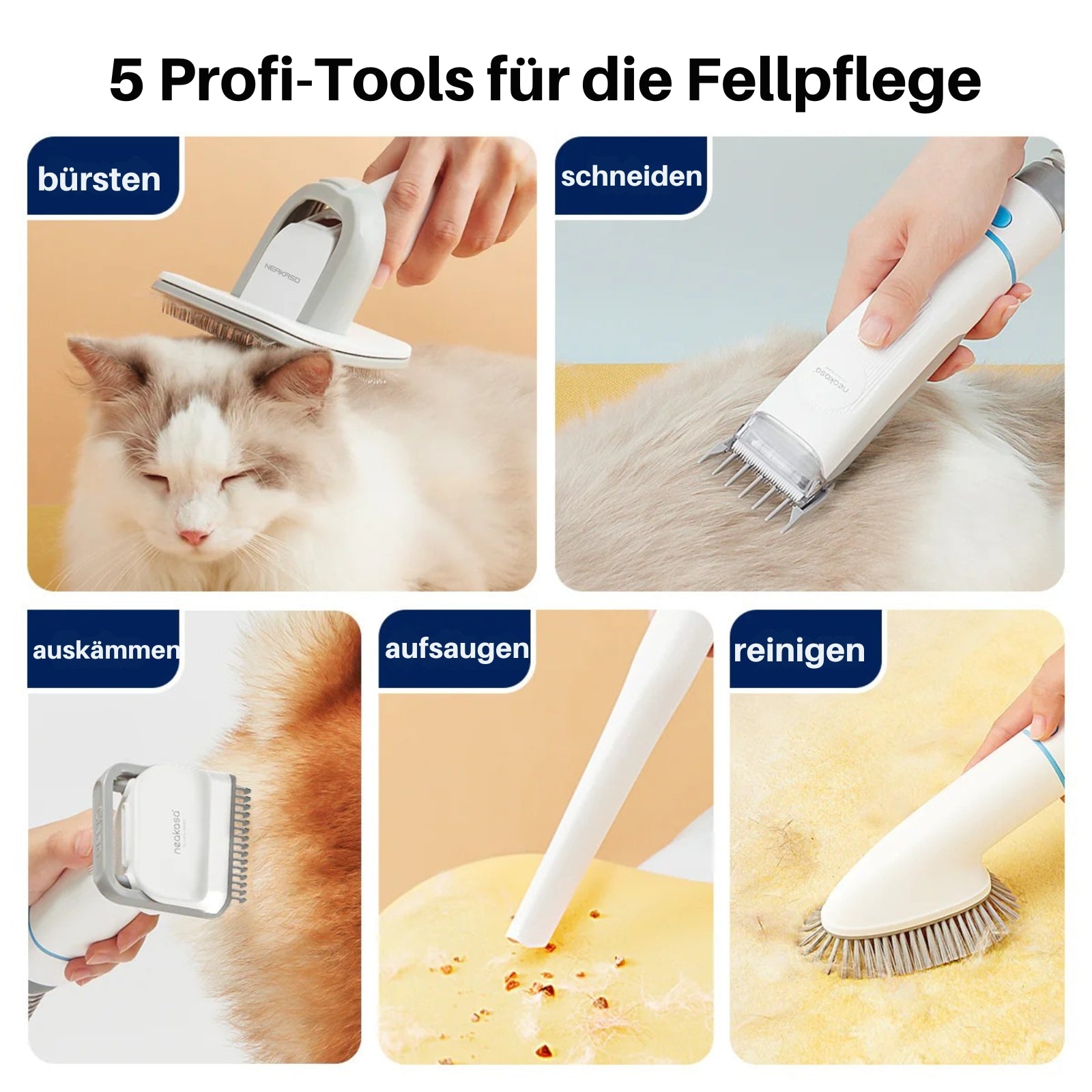 neakasa p2 pro 5-in-1 Fellpflege Set, p2-eu-grey, p2-eu-blue