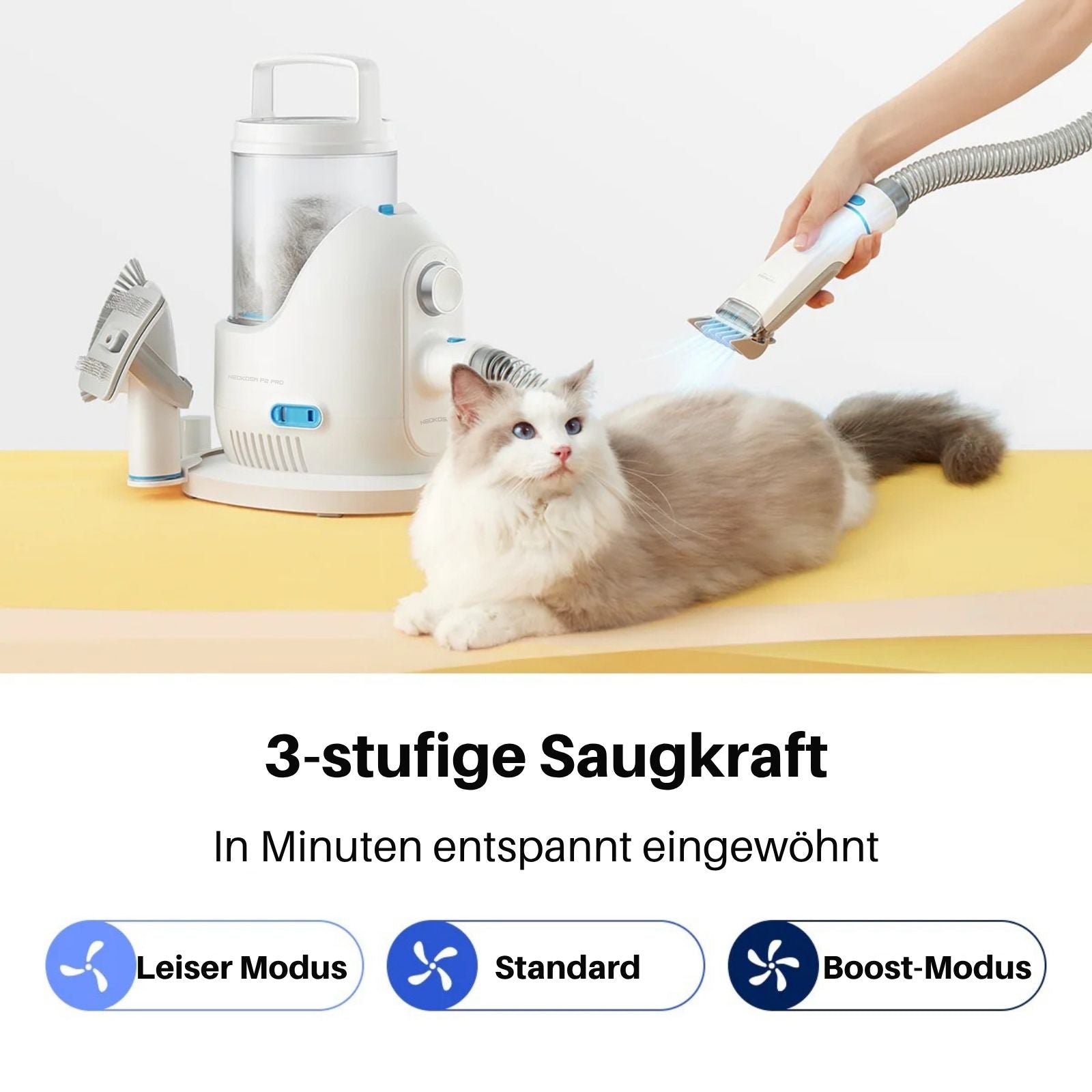 Neakasa P2 Pro Hundeschermaschine mit Staubsauger für Hunde und Kartzen mit 3 modus, p2-eu-grey, p2-eu-blue