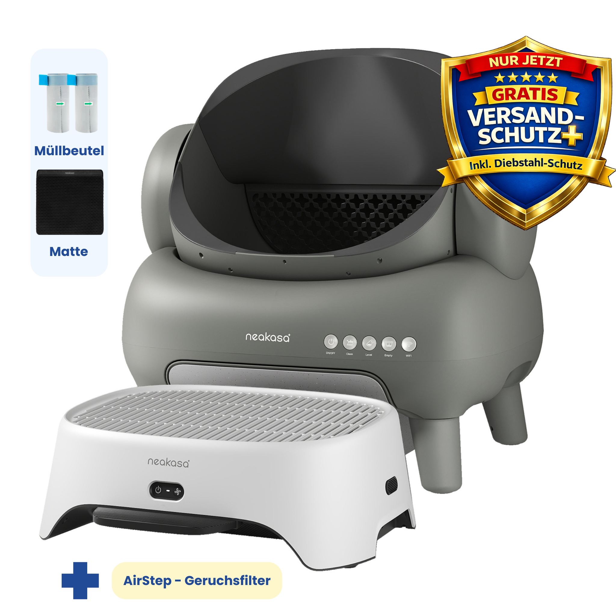 Neakasa M1 Plus Anti-Geruch-Set: Automatische Katzentoilette mit AirStep Treppe