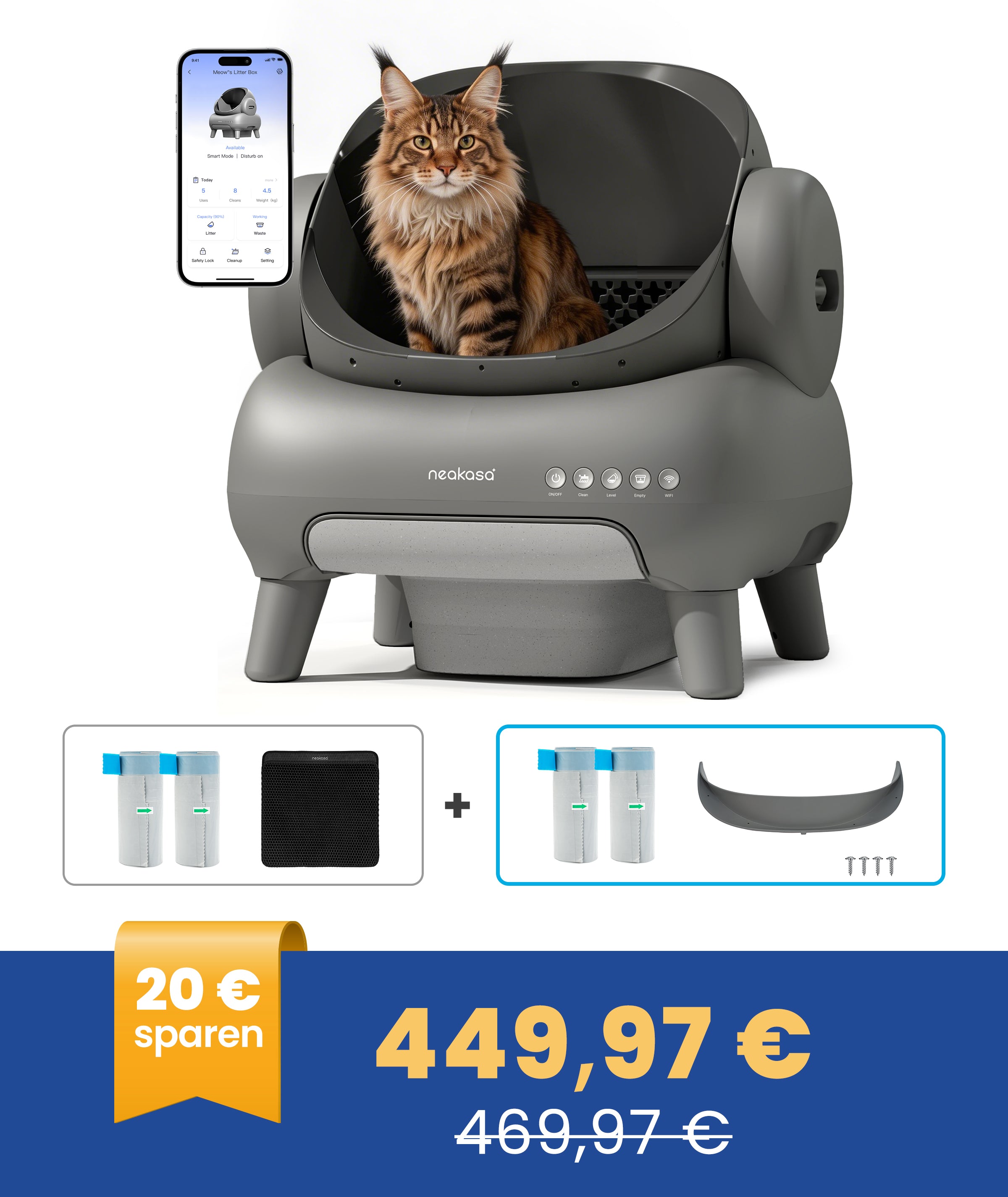 Neakasa M1 Plus Selbstreinigende Katzentoilette Essential-Set