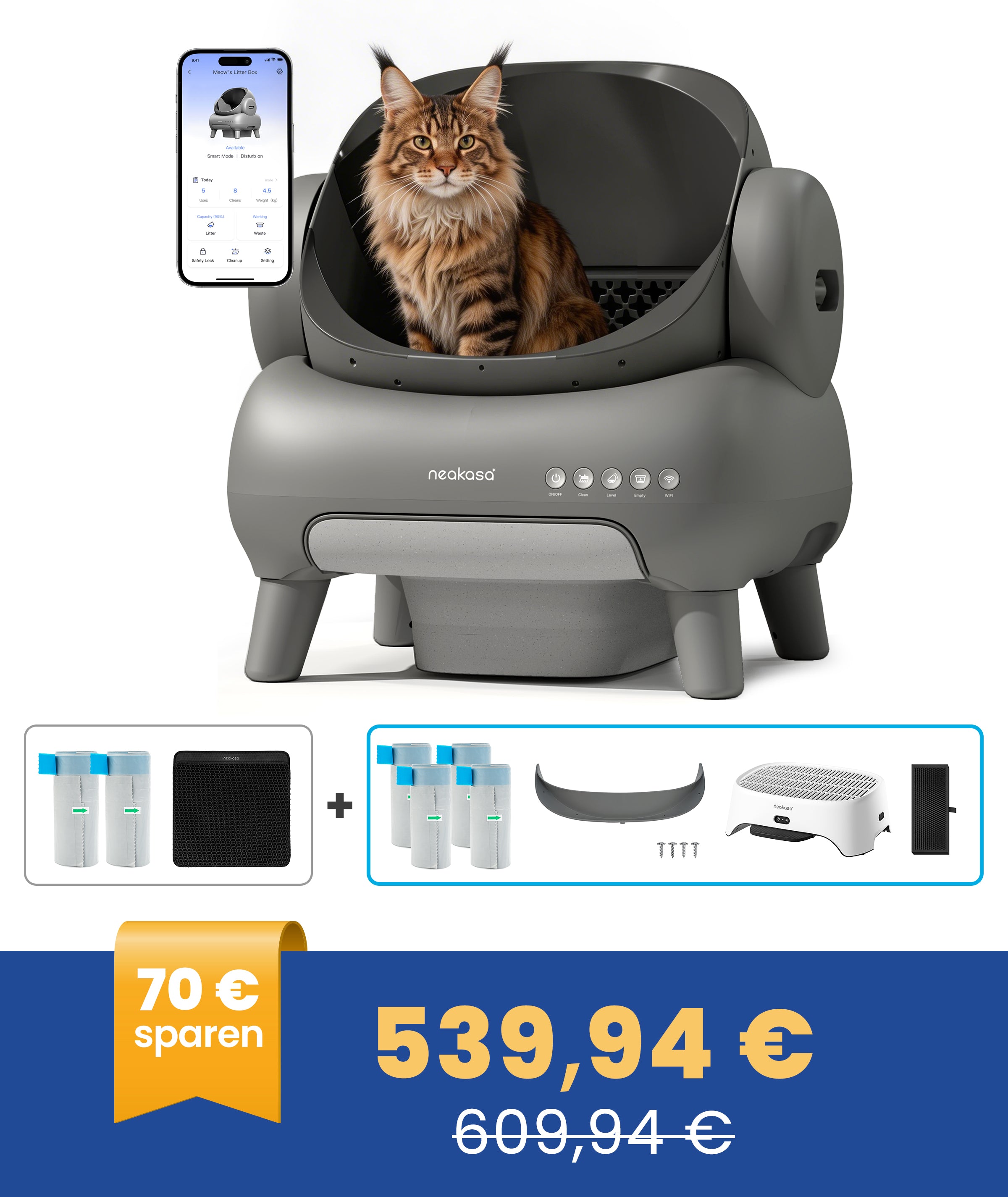 Neakasa M1 Plus Selbstreinigende Katzentoilette Komfort-Set