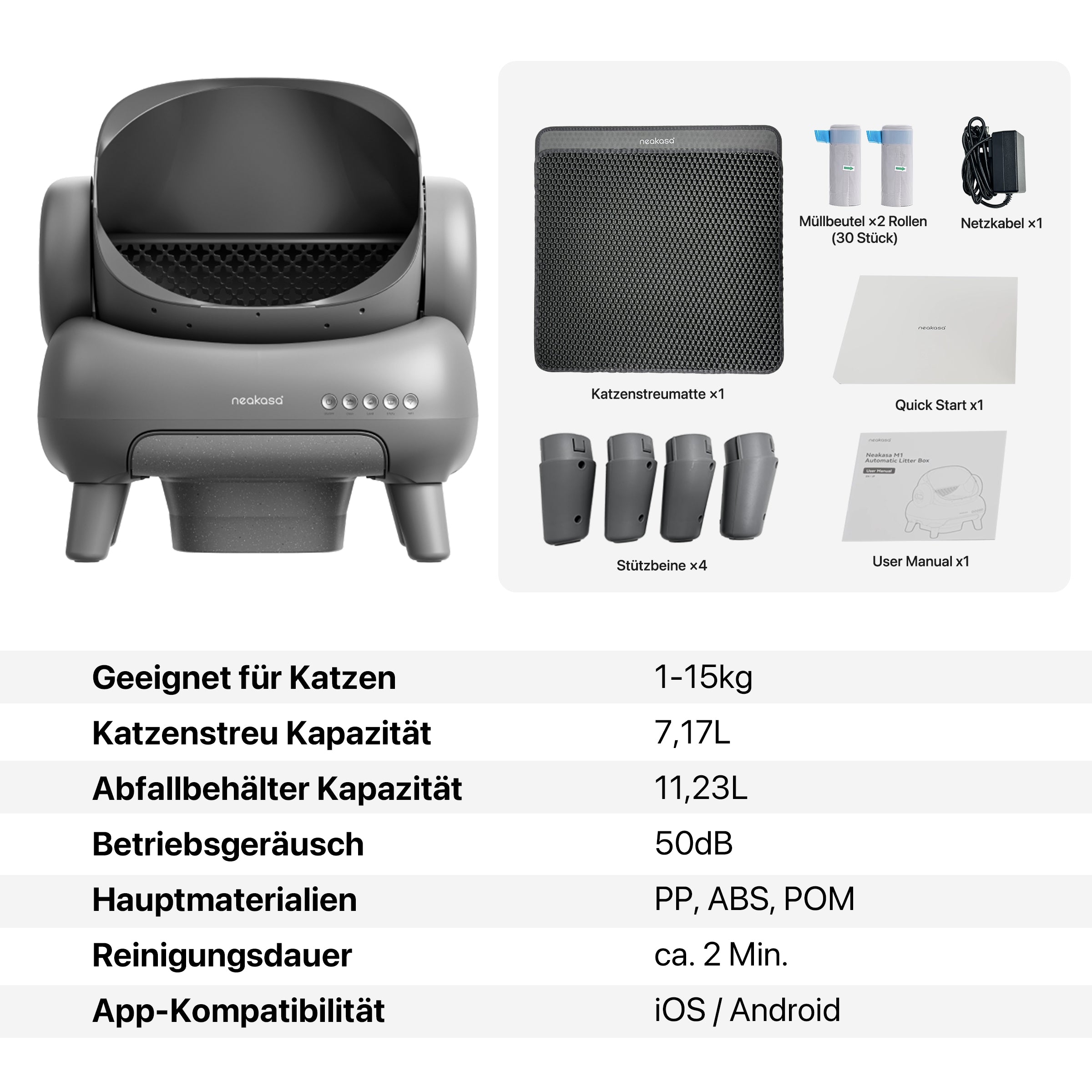 Neakasa M1 Plus Selbstreinigende Katzentoilette mit offenem Design – Verbesserte Version