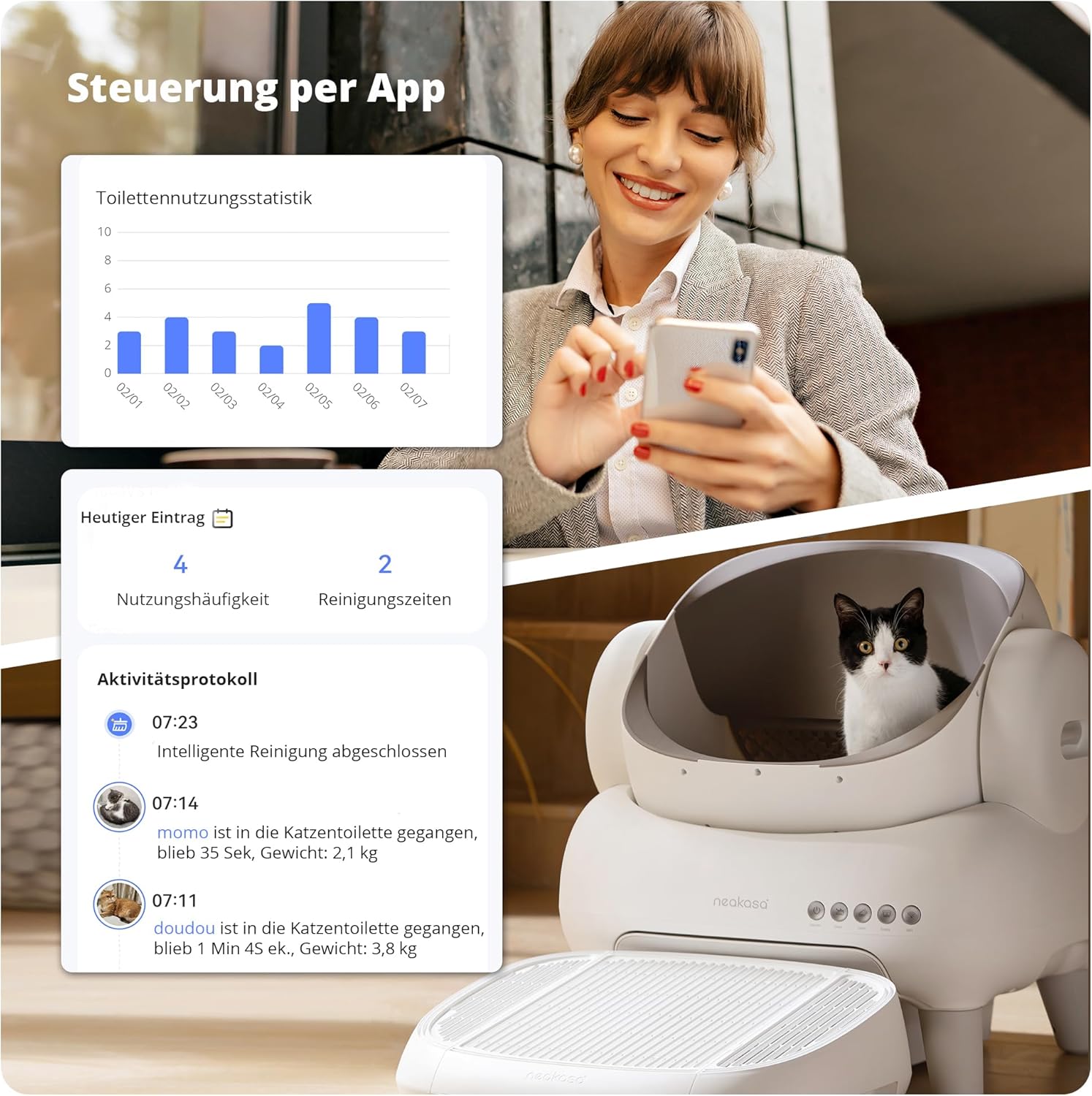 Neakasa M1 Lite Plus Katzentoilette mit 3 Rollen Müllbeutel