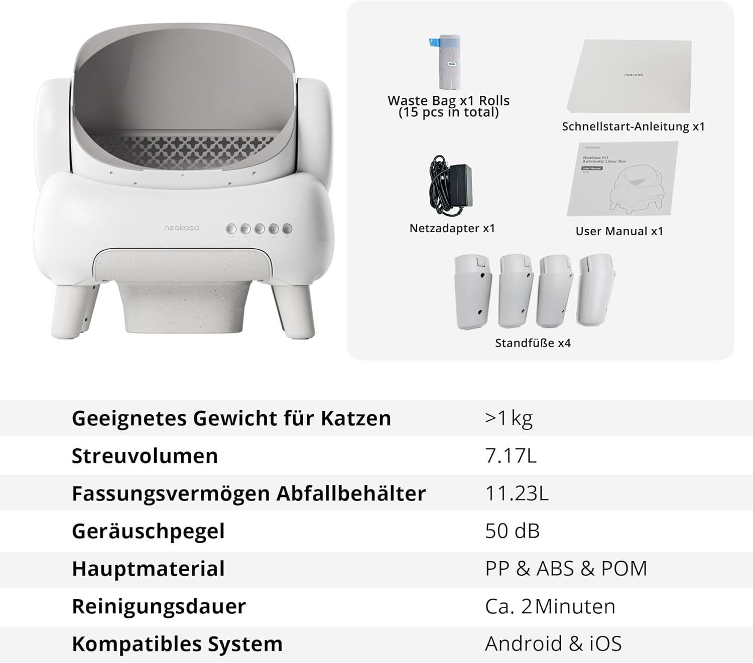 Neakasa M1 Plus Lite Automatische Katzentoilette – Verbesserte Version