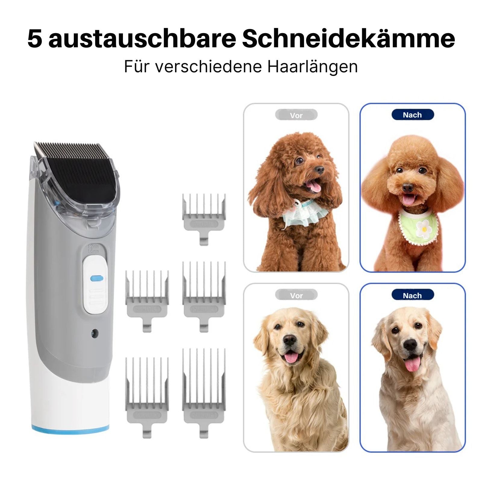 Neakasa P2 Pro hundeschermaschine mit staubsauger für hundehaare 5 Schneidekämmes, p2-eu-grey, p2-eu-blue
