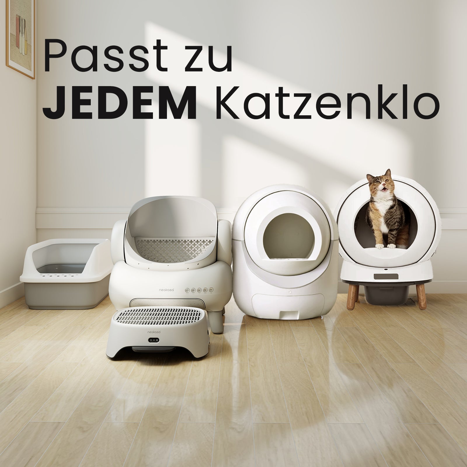 Universelle Neakasa AirStep Katzenklo-Treppe passend für alle selbstreinigenden und herkömmlichen Katzentoiletten.