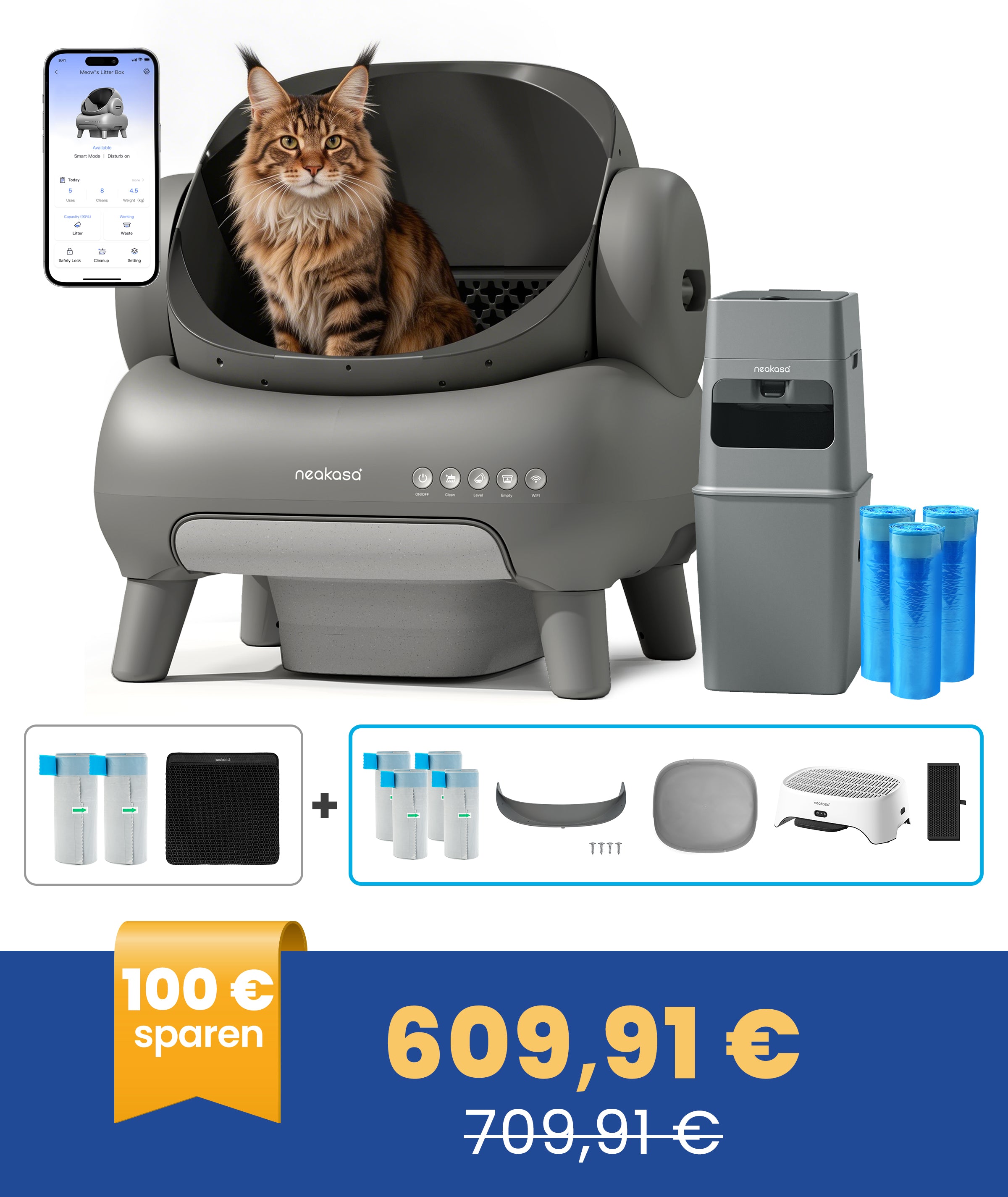 Neakasa M1 Plus Selbstreinigende Katzentoilette Premium-Set