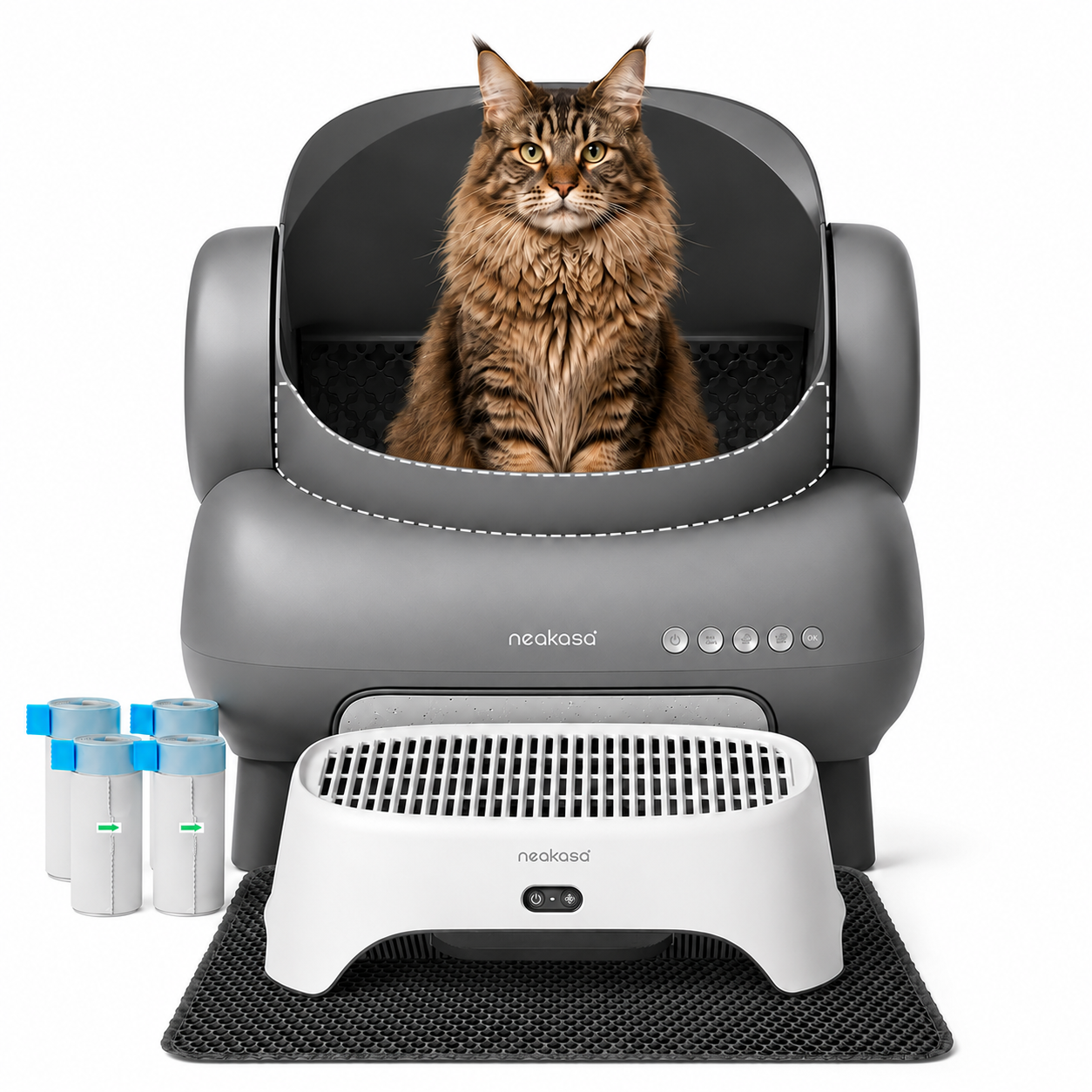 Neakasa M1 Plus Anti-Geruch-Set: Katzenklo + AirStep Treppe + Zaun + 4 Rollen Müllbeutel