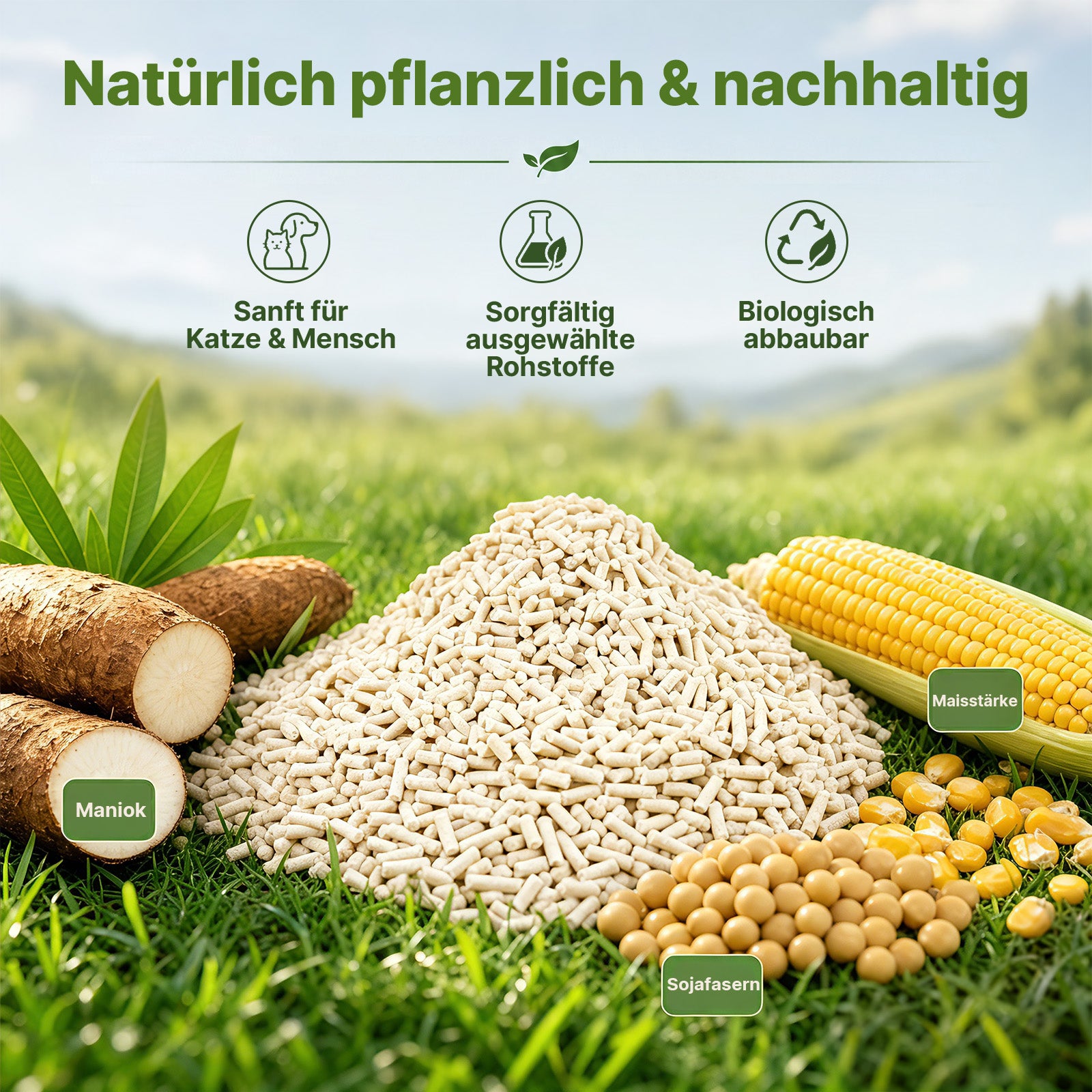 Neakasa Pflanzliche Klumpstreu aus Tofu und Maniok – 2 × 2,7 kg